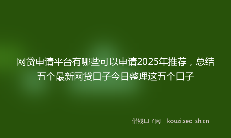 网贷申请平台有哪些可以申请2025年推荐，总结五个最新网贷口子今日整理这五个口子