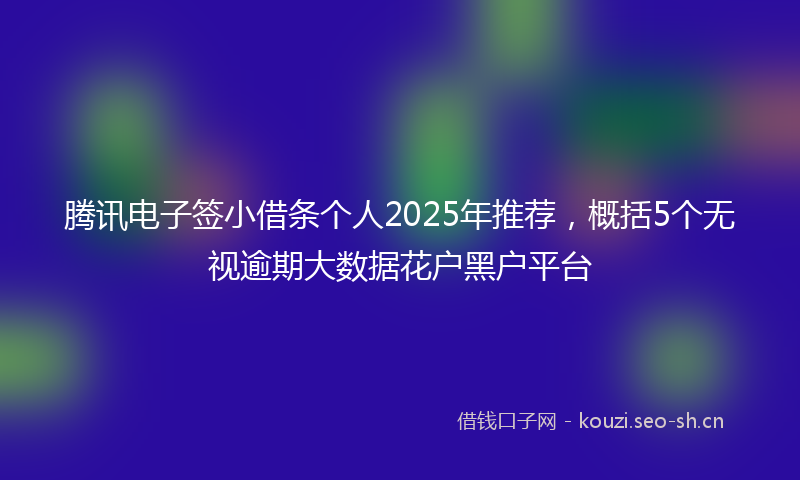 腾讯电子签小借条个人2025年推荐，概括5个无视逾期大数据花户黑户平台