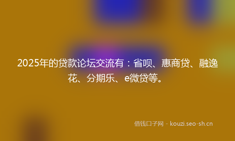 2025年的贷款论坛交流有：省呗、惠商贷、融逸花、分期乐、e微贷等。