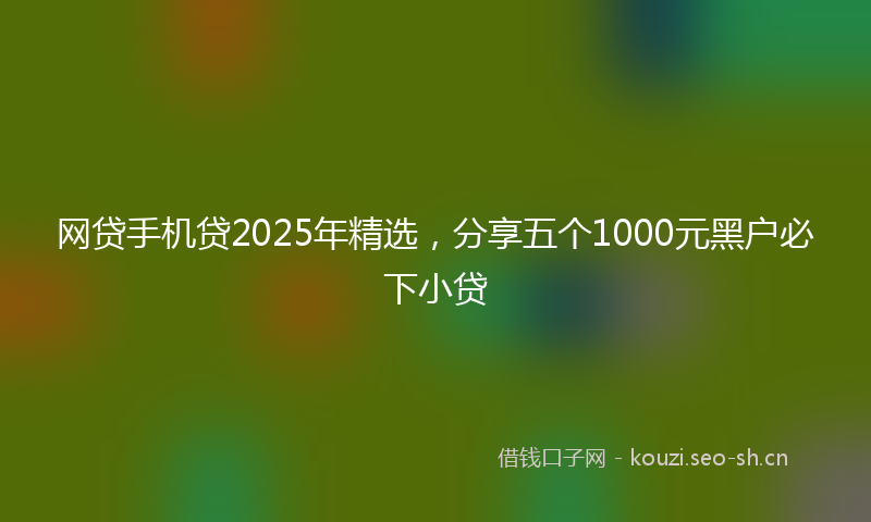 网贷手机贷2025年精选，分享五个1000元黑户必下小贷