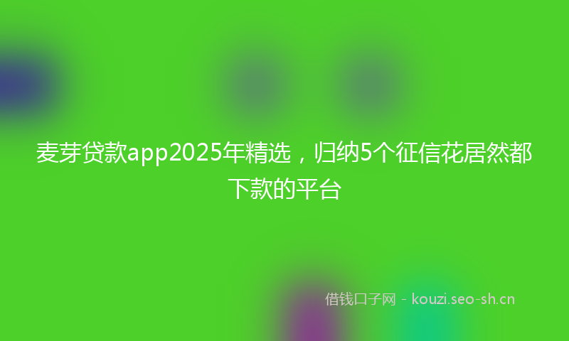 麦芽贷款app2025年精选，归纳5个征信花居然都下款的平台