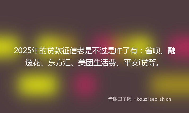 2025年的贷款征信老是不过是咋了有：省呗、融逸花、东方汇、美团生活费、平安i贷等。