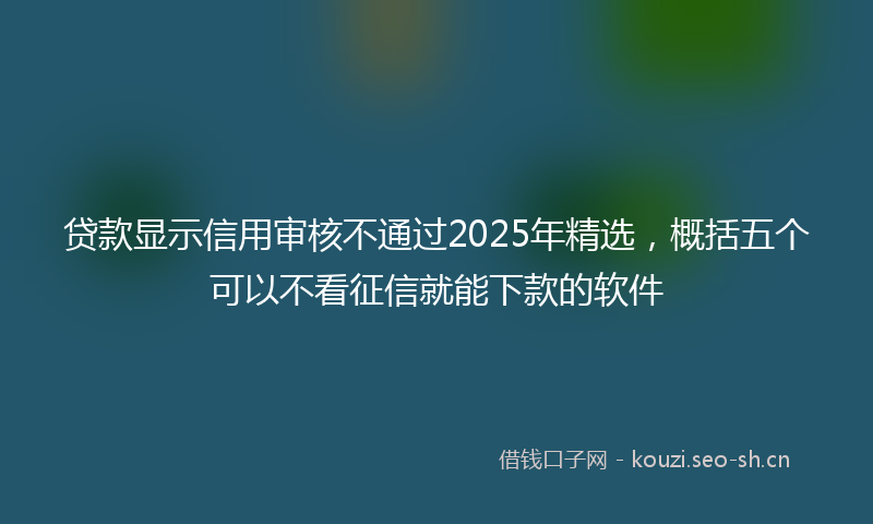 贷款显示信用审核不通过2025年精选，概括五个可以不看征信就能下款的软件