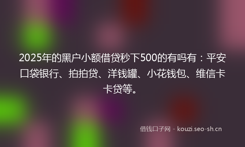 2025年的黑户小额借贷秒下500的有吗有：平安口袋银行、拍拍贷、洋钱罐、小花钱包、维信卡卡贷等。