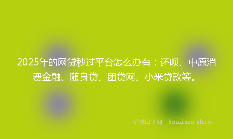 2025年的网贷秒过平台怎么办有：还呗、中原消费金融、随身贷、团贷网、小米贷款等。
