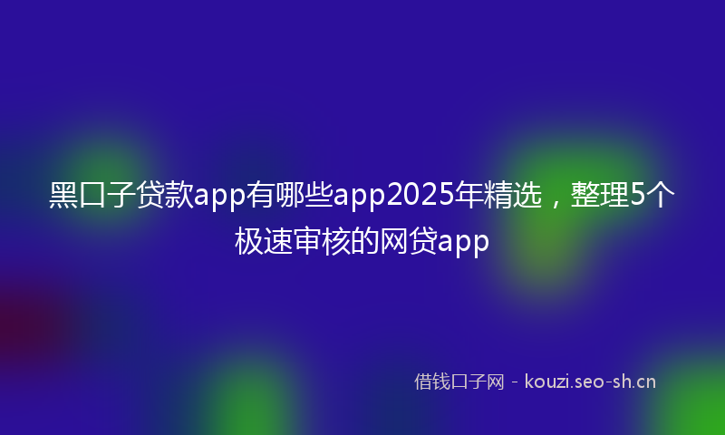 黑口子贷款app有哪些app2025年精选，整理5个极速审核的网贷app