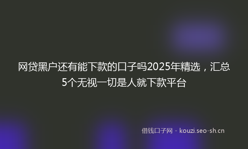 网贷黑户还有能下款的口子吗2025年精选，汇总5个无视一切是人就下款平台