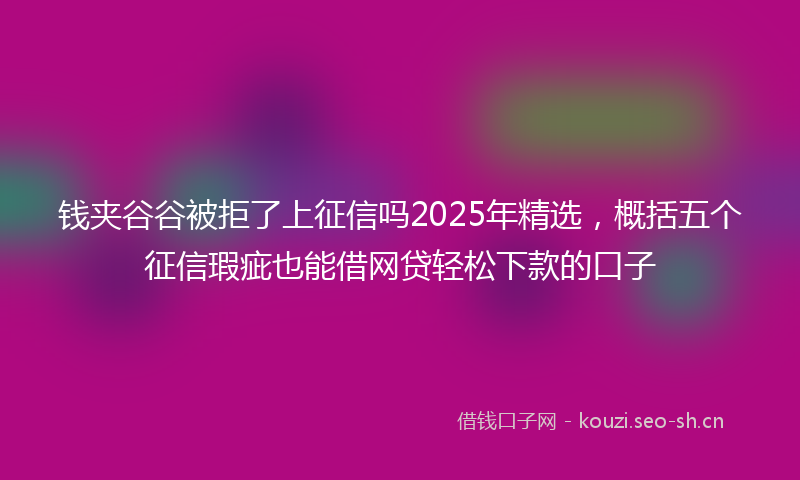 钱夹谷谷被拒了上征信吗2025年精选，概括五个征信瑕疵也能借网贷轻松下款的口子