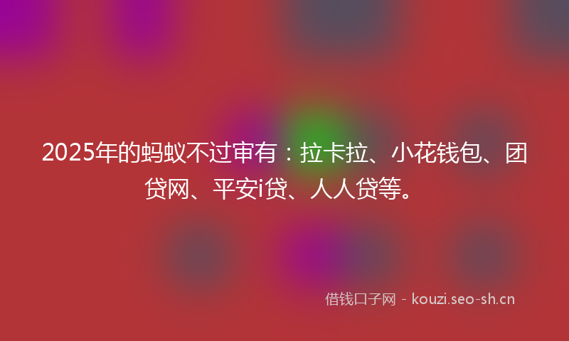 2025年的蚂蚁不过审有：拉卡拉、小花钱包、团贷网、平安i贷、人人贷等。
