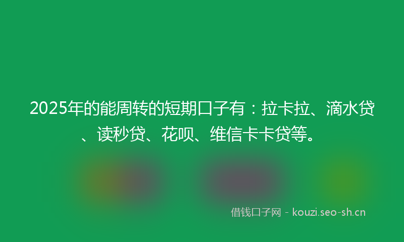 2025年的能周转的短期口子有：拉卡拉、滴水贷、读秒贷、花呗、维信卡卡贷等。