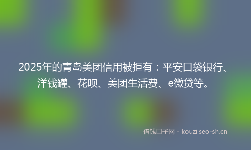 2025年的青岛美团信用被拒有：平安口袋银行、洋钱罐、花呗、美团生活费、e微贷等。