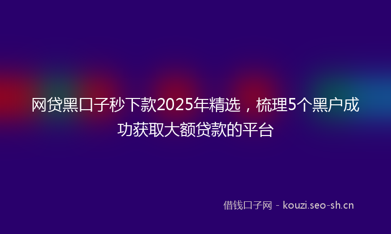 网贷黑口子秒下款2025年精选，梳理5个黑户成功获取大额贷款的平台