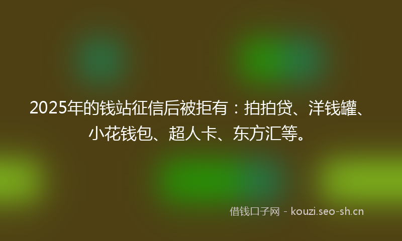 2025年的钱站征信后被拒有：拍拍贷、洋钱罐、小花钱包、超人卡、东方汇等。