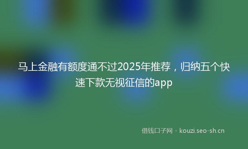 马上金融有额度通不过2025年推荐，归纳五个快速下款无视征信的app