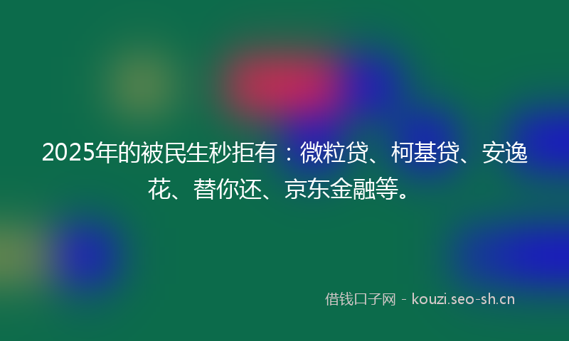 2025年的被民生秒拒有：微粒贷、柯基贷、安逸花、替你还、京东金融等。