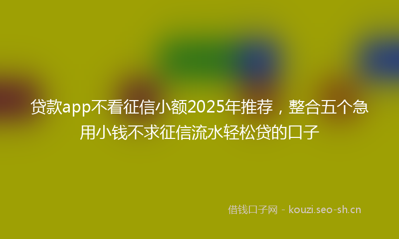 贷款app不看征信小额2025年推荐，整合五个急用小钱不求征信流水轻松贷的口子