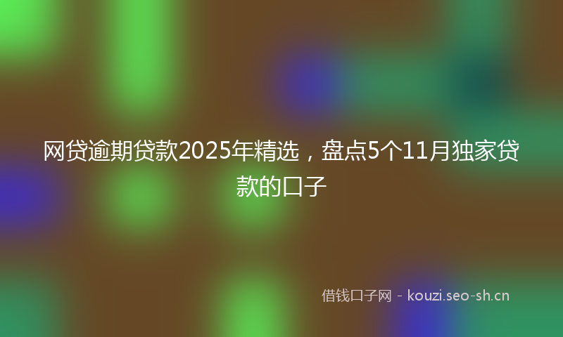 网贷逾期贷款2025年精选，盘点5个11月独家贷款的口子