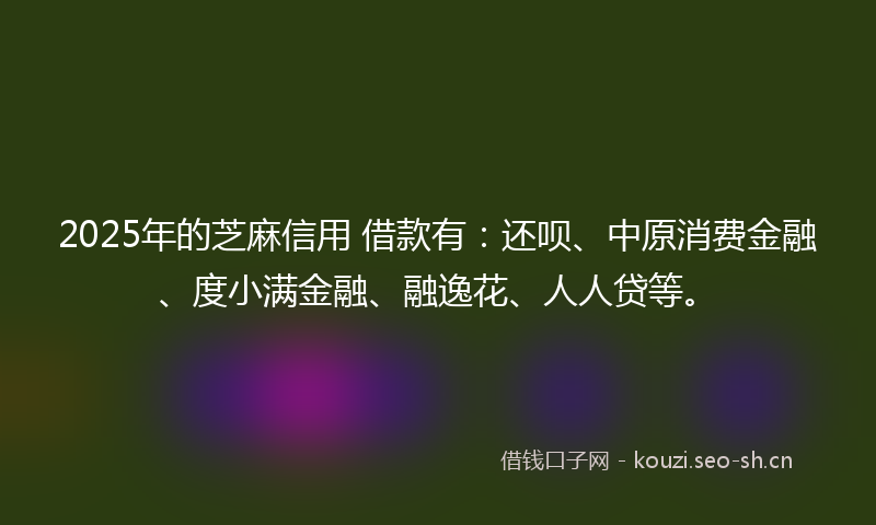 2025年的芝麻信用 借款有：还呗、中原消费金融、度小满金融、融逸花、人人贷等。