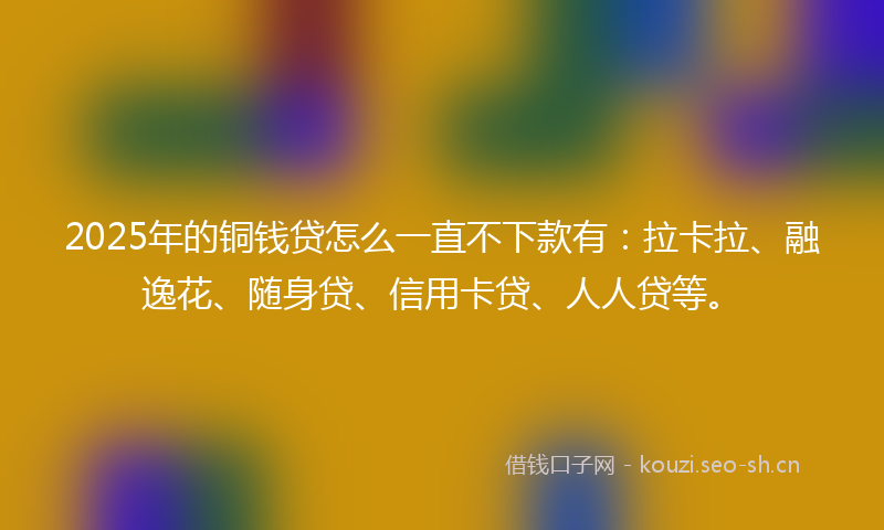 2025年的铜钱贷怎么一直不下款有：拉卡拉、融逸花、随身贷、信用卡贷、人人贷等。