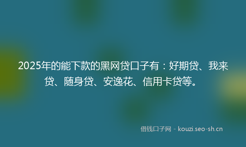 2025年的能下款的黑网贷口子有：好期贷、我来贷、随身贷、安逸花、信用卡贷等。