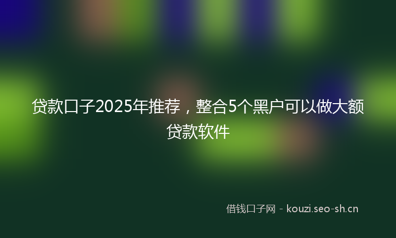 贷款口子2025年推荐，整合5个黑户可以做大额贷款软件