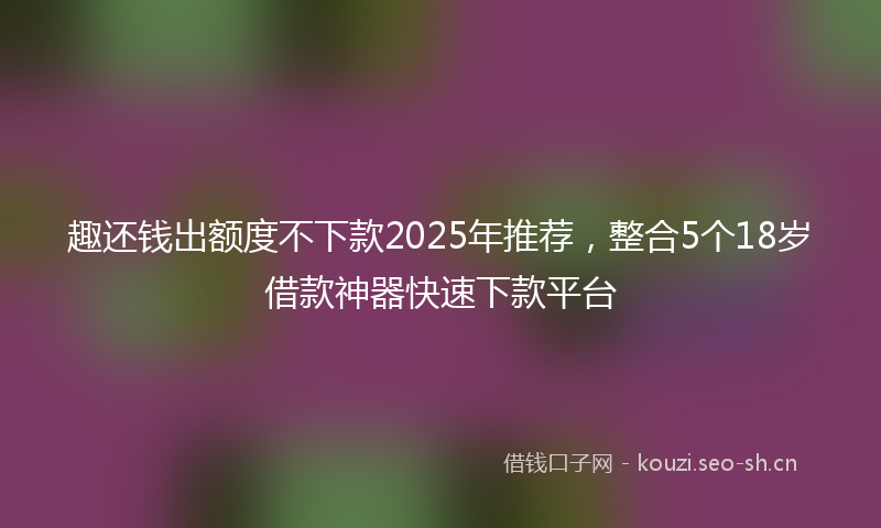 趣还钱出额度不下款2025年推荐，整合5个18岁借款神器快速下款平台