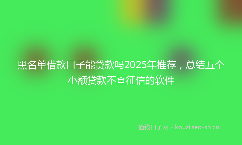 黑名单借款口子能贷款吗2025年推荐，总结五个小额贷款不查征信的软件