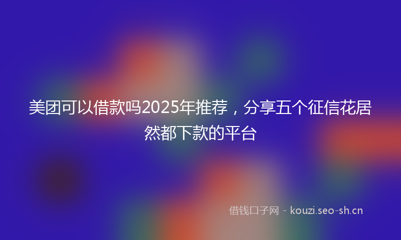 美团可以借款吗2025年推荐，分享五个征信花居然都下款的平台