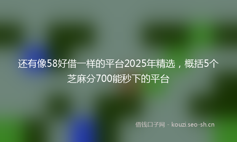 还有像58好借一样的平台2025年精选，概括5个芝麻分700能秒下的平台