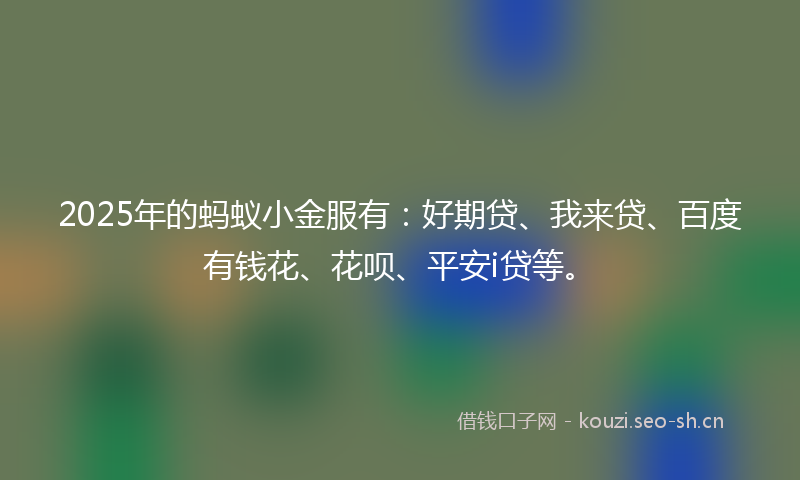 2025年的蚂蚁小金服有：好期贷、我来贷、百度有钱花、花呗、平安i贷等。