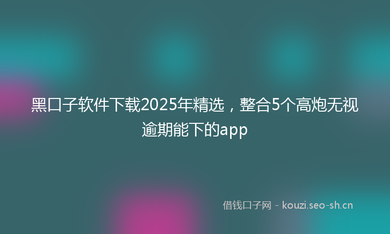 黑口子软件下载2025年精选，整合5个高炮无视逾期能下的app
