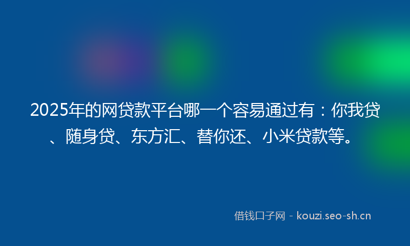 2025年的网贷款平台哪一个容易通过有：你我贷、随身贷、东方汇、替你还、小米贷款等。