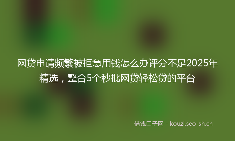 网贷申请频繁被拒急用钱怎么办评分不足2025年精选，整合5个秒批网贷轻松贷的平台