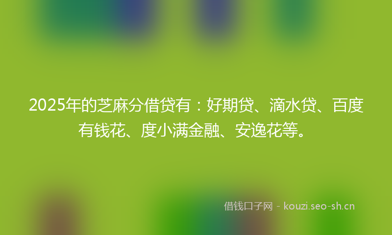 2025年的芝麻分借贷有：好期贷、滴水贷、百度有钱花、度小满金融、安逸花等。