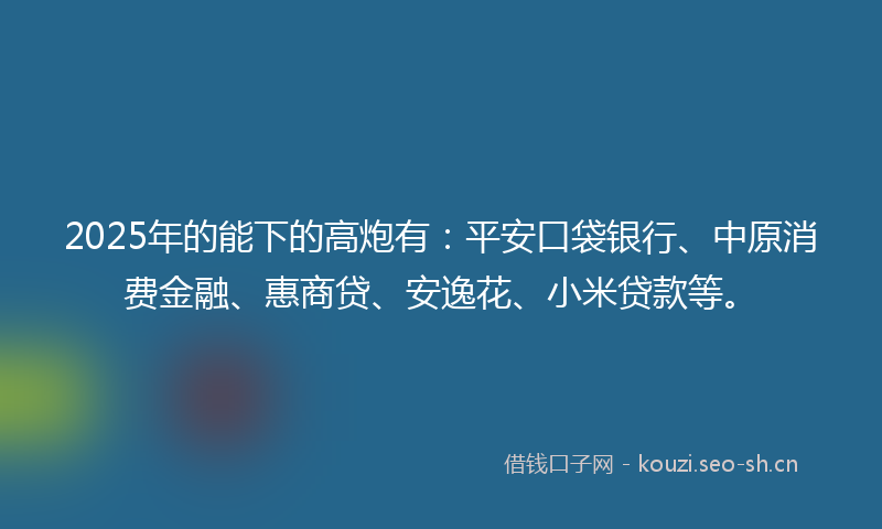 2025年的能下的高炮有：平安口袋银行、中原消费金融、惠商贷、安逸花、小米贷款等。