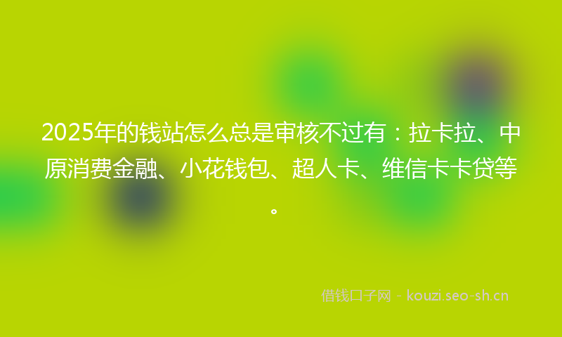 2025年的钱站怎么总是审核不过有：拉卡拉、中原消费金融、小花钱包、超人卡、维信卡卡贷等。