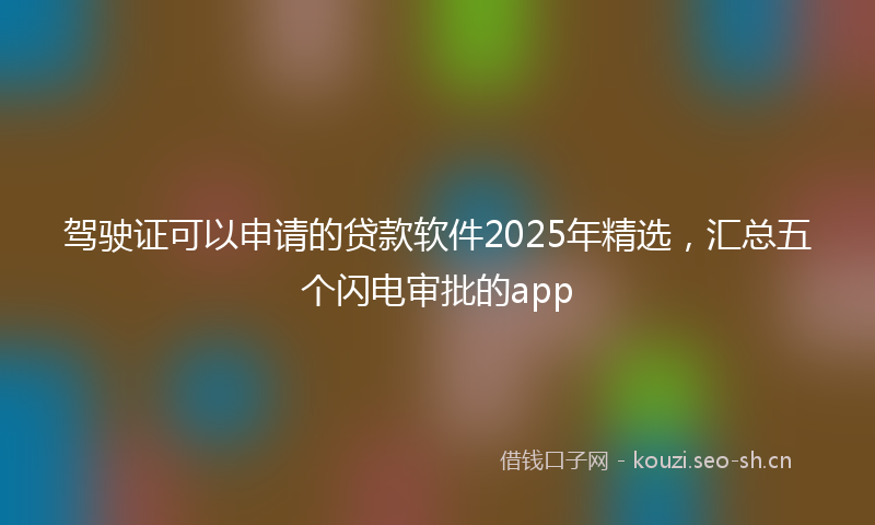 驾驶证可以申请的贷款软件2025年精选，汇总五个闪电审批的app
