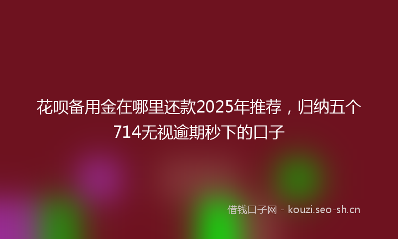 花呗备用金在哪里还款2025年推荐，归纳五个714无视逾期秒下的口子