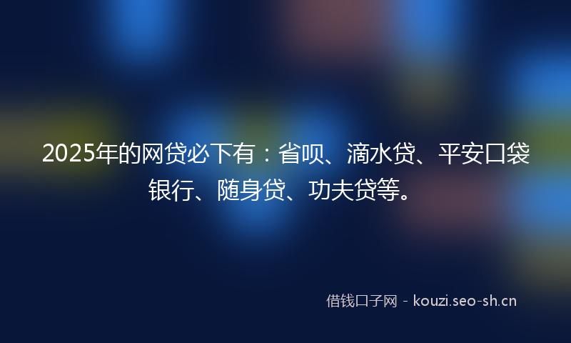 2025年的网贷必下有：省呗、滴水贷、平安口袋银行、随身贷、功夫贷等。