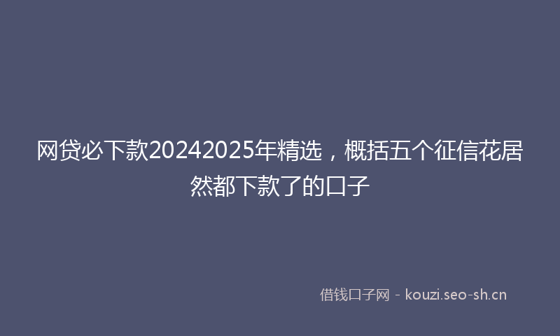网贷必下款20242025年精选，概括五个征信花居然都下款了的口子