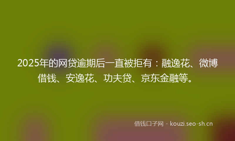 2025年的网贷逾期后一直被拒有：融逸花、微博借钱、安逸花、功夫贷、京东金融等。
