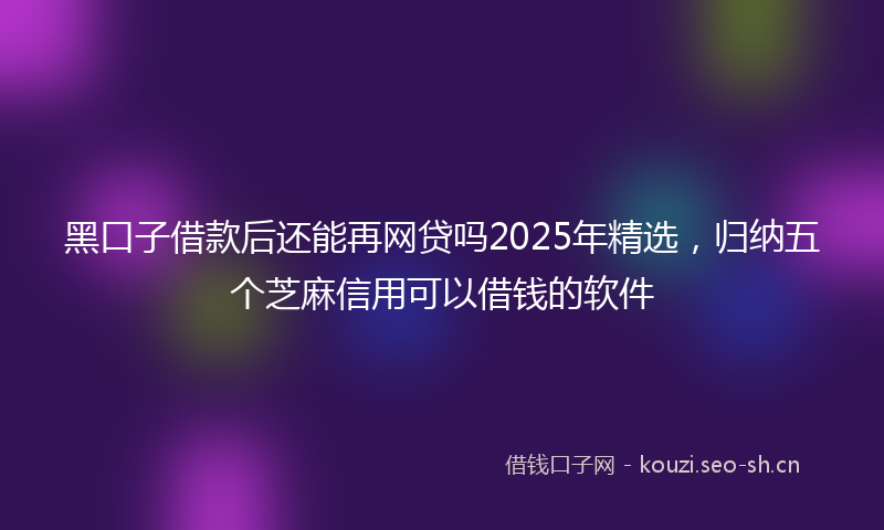 黑口子借款后还能再网贷吗2025年精选，归纳五个芝麻信用可以借钱的软件