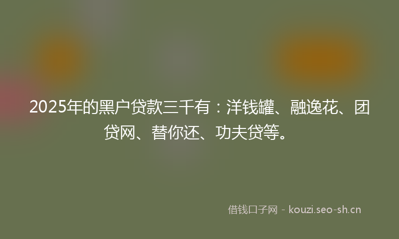 2025年的黑户贷款三千有：洋钱罐、融逸花、团贷网、替你还、功夫贷等。