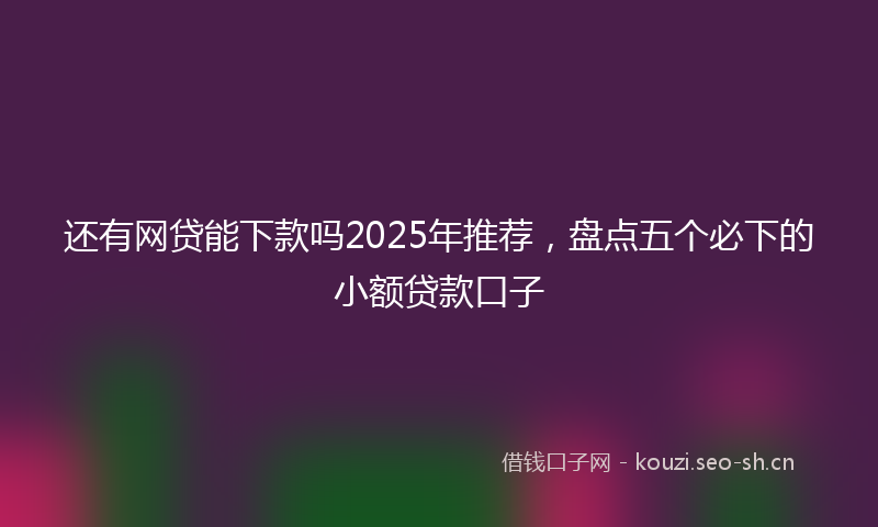 还有网贷能下款吗2025年推荐，盘点五个必下的小额贷款口子