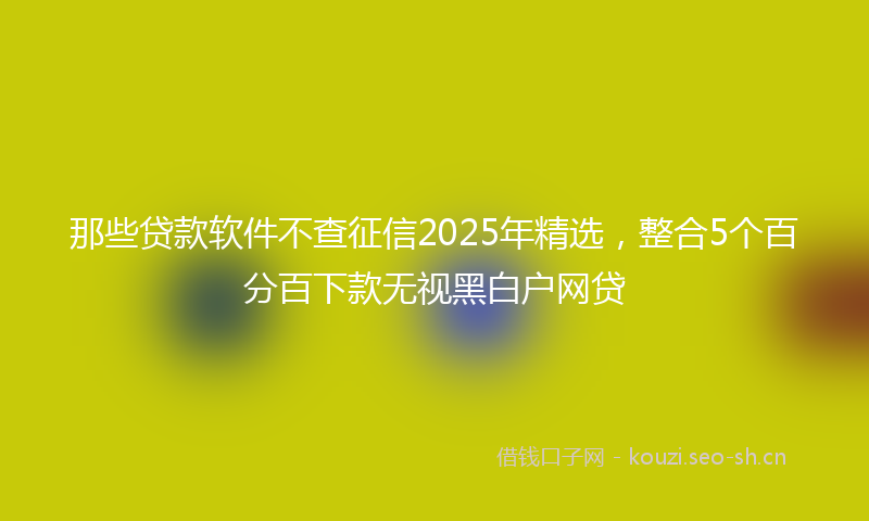 那些贷款软件不查征信2025年精选，整合5个百分百下款无视黑白户网贷