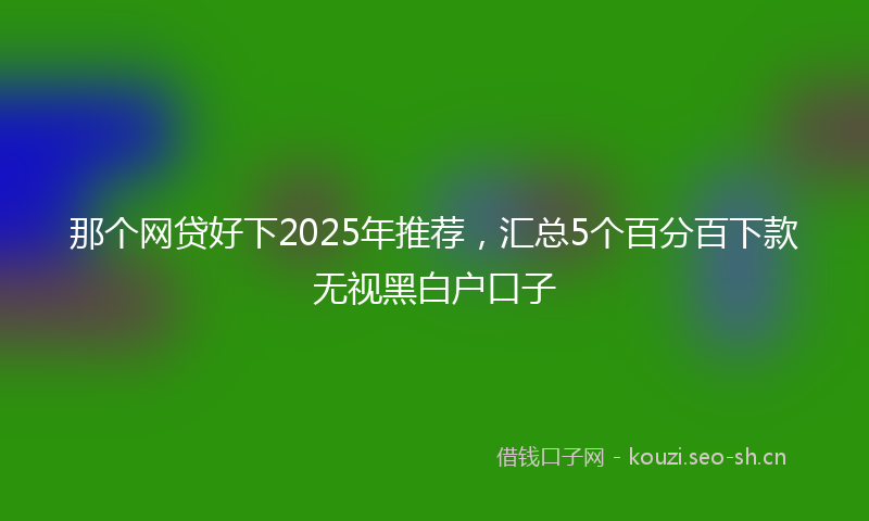 那个网贷好下2025年推荐，汇总5个百分百下款无视黑白户口子