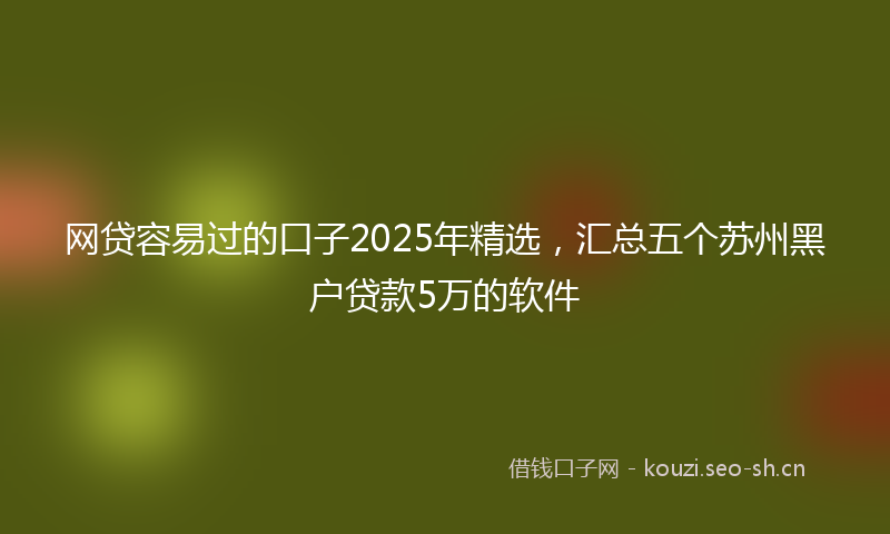 网贷容易过的口子2025年精选，汇总五个苏州黑户贷款5万的软件