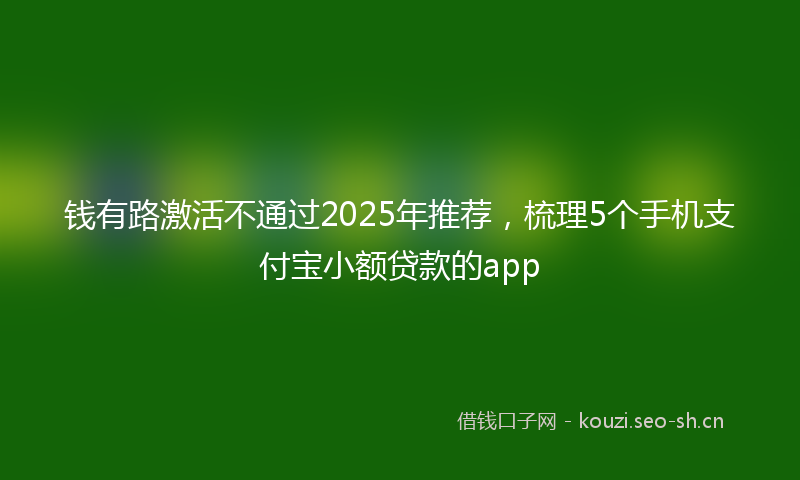 钱有路激活不通过2025年推荐，梳理5个手机支付宝小额贷款的app