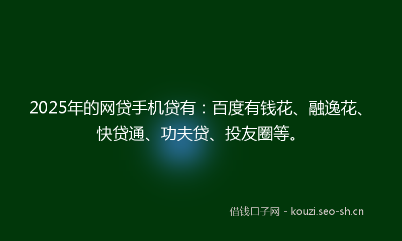 2025年的网贷手机贷有：百度有钱花、融逸花、快贷通、功夫贷、投友圈等。