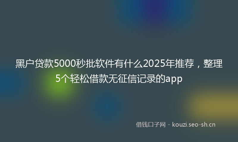 黑户贷款5000秒批软件有什么2025年推荐，整理5个轻松借款无征信记录的app